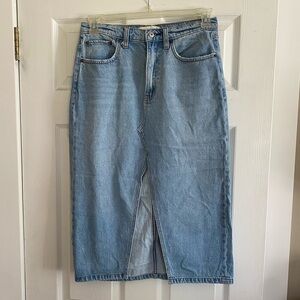 Abercrombie & Fitch Light Blue Denim Midi Skirt Petite/Short